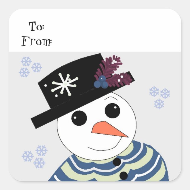 Adesivo Quadrado Boneco de Neve Doce (Frente)