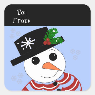 Adesivo Quadrado Boneco de Neve Festivo