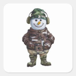 Adesivo Quadrado Boneco de Neve Militar