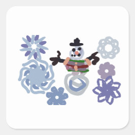 Adesivo Quadrado Boneco de neve quente