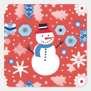 Adesivo Quadrado Boneco de Neve Relaxando