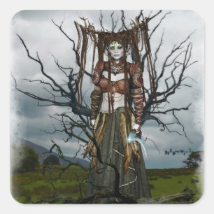 Adesivo Quadrado bonequinhos de bruxa fantasia