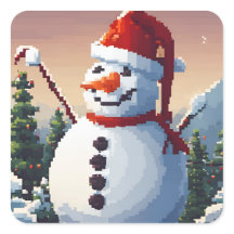 Bonhomme de neige en pixel art
