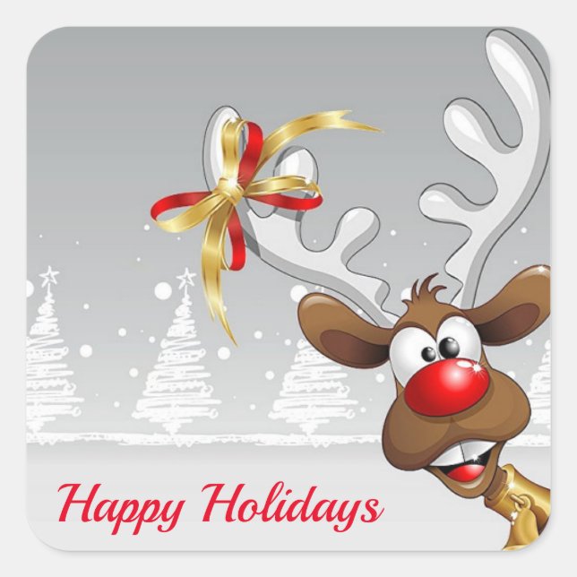 Adesivo Quadrado Bonita, Ameaçadora, Reindedora de Natal (Frente)