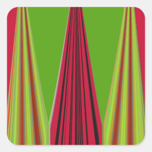 Adesivo Quadrado Bonita design de arte fractal verde-amarela vermel