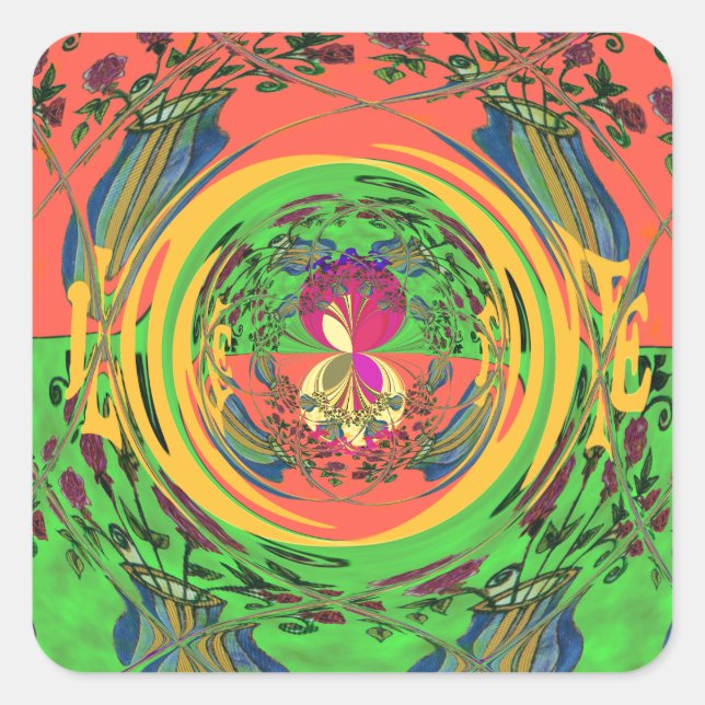 Adesivo Quadrado Bonita e Bonita Impressão de Arte Floral (Frente)