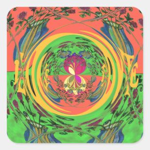 Adesivo Quadrado Bonita e Bonita Impressão de Arte Floral