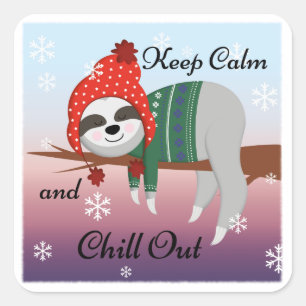 Adesivo Quadrado Bonita e Engraçada Lama de Inverno e Motto Scarf