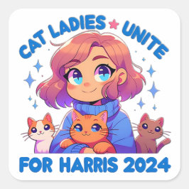 Adesivo Quadrado Bonita Engraçada Menina Infantil Lady Unite Harris