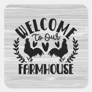 Adesivo Quadrado Bonita fazenda de boas-vindas do País