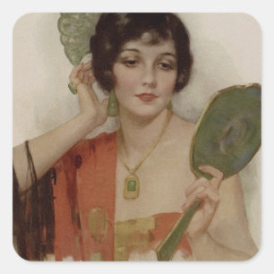 Adesivo Quadrado Bonita garota aplauditiva de 1920