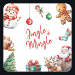 Adesivo Quadrado Bonita Jingle e Mingle Natal<br><div class="desc">Bonito Jingle e Mingle na Praça de Natal</div>