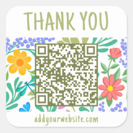 Adesivo Quadrado Bonita Natureza Floral Obrigado Pela Sua Compra
