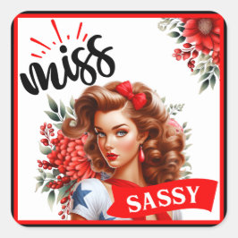 Adesivo Quadrado Bonita Pinup_ Miss Sassy