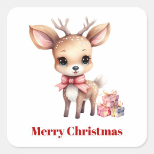 Adesivo Quadrado Bonita Reindeer de Natal