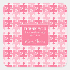 Adesivo Quadrado Bonita Sombra de Quebra-cabeça Rosa Aniversário Ob
