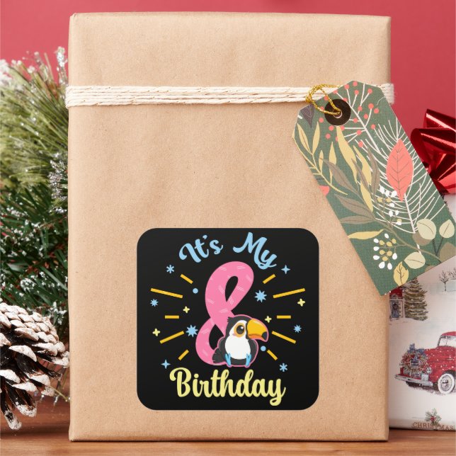 Adesivo Quadrado Bonita Turiana 8. Aniversário 8. (Feriado)