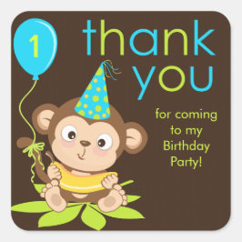 Adesivo Quadrado Bonitinho Macaco Bonito Obrigado, Stick