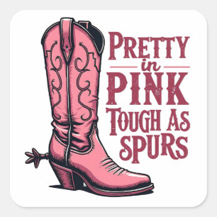 Adesivo Quadrado Bonito a rosa forte como Spurs Cowgirl Boot Wester