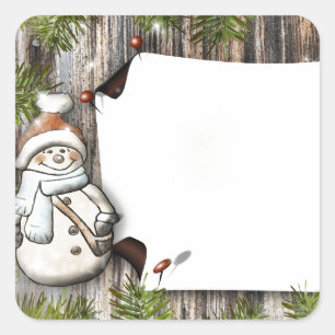 Adesivo Quadrado Bonito boneco de neve de Natal