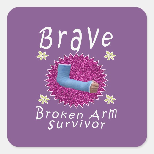 Adesivo Quadrado Bonito Brave Broken Arm Gift para raparigas (Frente)