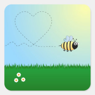 Adesivo Quadrado Bonito bumble desenhos animados da abelha