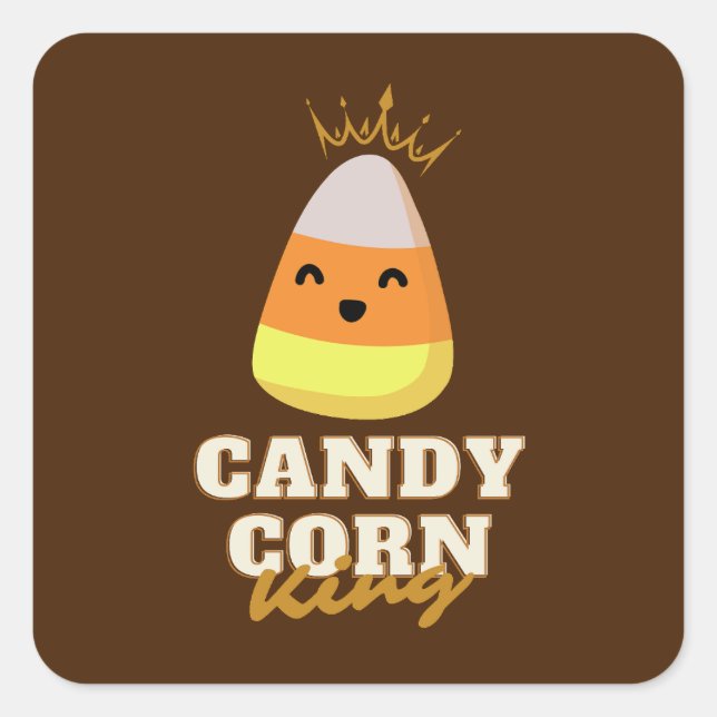 Adesivo Quadrado Bonito Candy Corn King Ação de Graças (Frente)