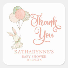 Adesivo Quadrado Bonito Chá de fraldas Russo Rosa, Obrigado