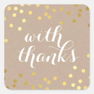 Adesivo Quadrado BONITO COM OBRIGADOS SELE confetes modernos kraft