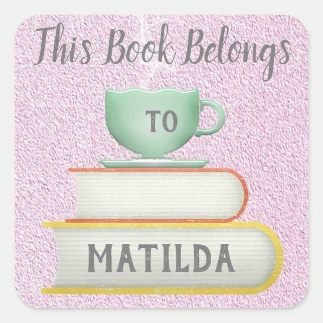 Adesivo Quadrado Bonito Este Livro Pertence A Amantes De Livros (Frente)