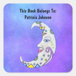 Adesivo Quadrado Bonito fantasia crescendo lua corta céu