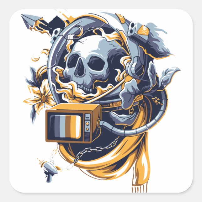 Adesivo Quadrado Bonito Feliz Halloween Stikers (Frente)