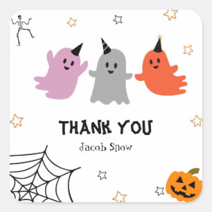 Adesivo Quadrado Bonito Halloween Spooky Obrigado Sticker Quadrado