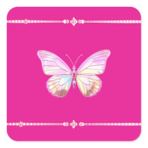 Bonito Holo Diamond Butterfly Square Sticker