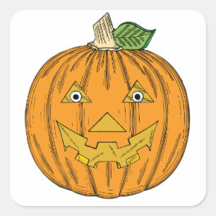 Adesivo Quadrado Bonito Jack Laranja O Lanterna Pumpkin