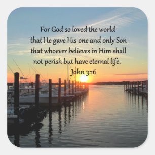 ADESIVO QUADRADO BONITO JOHN 3:16 SUNSET PHOTO DESIGN