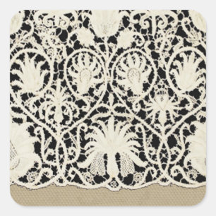Adesivo Quadrado Bonito Linen White Lace Antique de Casamento 