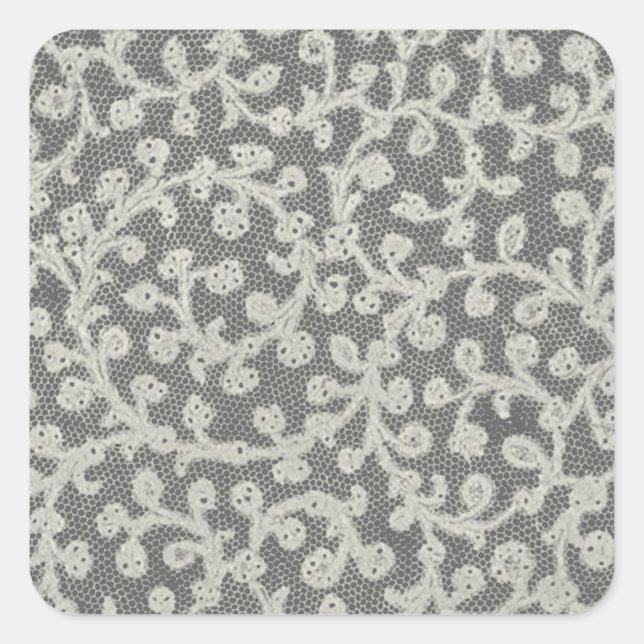 Adesivo Quadrado Bonito Linen White Lace Antique de Casamento  (Frente)