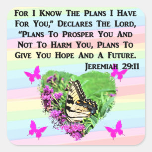 ADESIVO QUADRADO BONITO MANTEIGA JEREMIAH 29:11