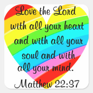 ADESIVO QUADRADO BONITO MATTHEW 22:37 AMOR DESIGN