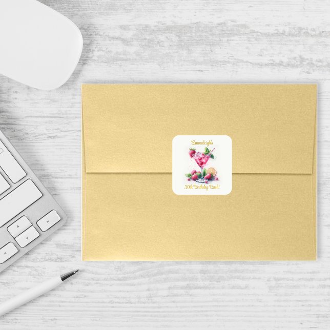 Adesivo Quadrado Bonito na Celebração de aniversário de 30 anos cor (Criador carregado)