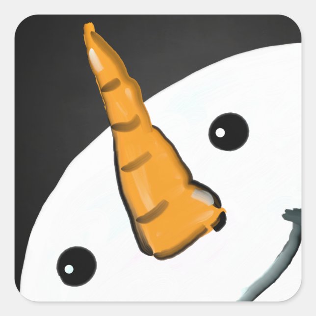 Adesivo Quadrado Bonito Neve Engraçado Sorrindo Cara De Natal (Frente)