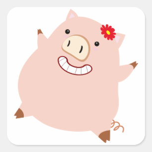 Adesivo Quadrado Bonito Piggy