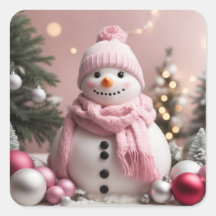 Bonito Pink Christmas Snowman