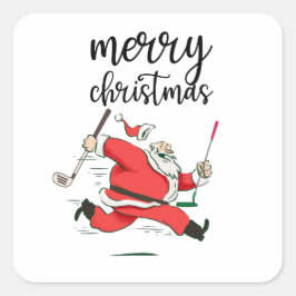 Adesivo Quadrado Bonito presente de golfe do Papai Noel para o Feli