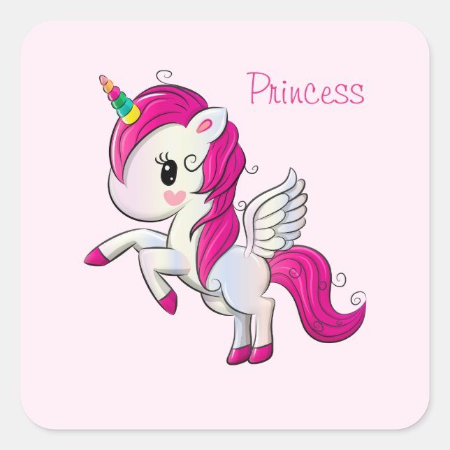 Adesivo Quadrado Bonito Princesa Esquadra Sticker (Frente)