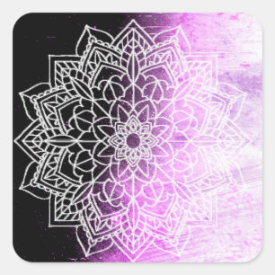Adesivo Quadrado Bonito Purple Mandala Abstrato