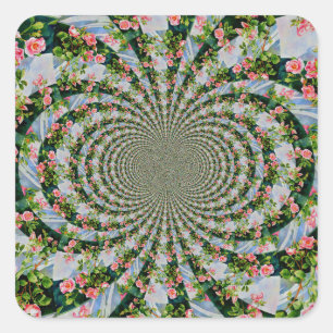 Adesivo Quadrado Bonito rosa-boho, rosas vermelhas, flor-aquarela