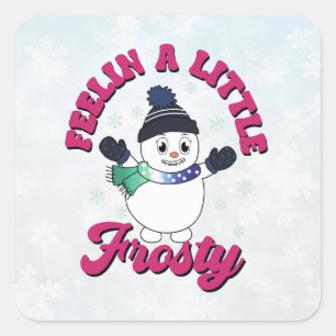 Adesivo Quadrado Bonito Snowman com Scarf em Cores de Bandeira Gay