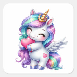 Adesivo Quadrado Bonito Unicorn Stickers